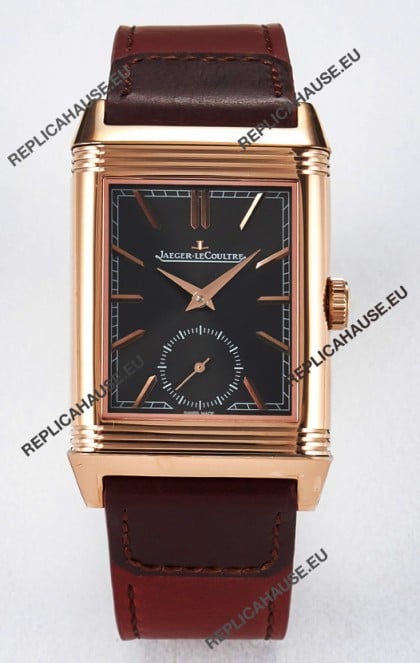 Jaeger-LeCoultre Reverso Super Clone DuoFace Green/White Rose Gold Replica Watch 