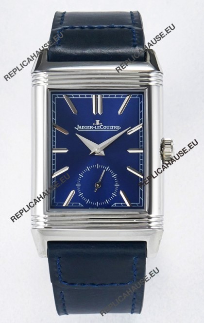 Jaeger-LeCoultre Reverso Super Clone DuoFace Blue/White Steel Replica Watch 