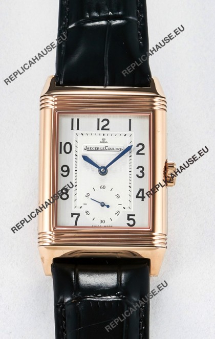 Jaeger-LeCoultre Reverso Super Clone DuoFace Black/White Rose Gold Replica Watch 