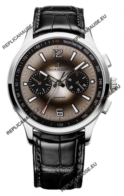 Jaeger LeCoultre Polaris Q902843J Chronograph Grey Dial Leather Strap Swiss Replica Watch 