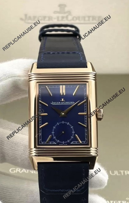 Jaeger-LeCoultre Reverso DuoFace Rose Gold Casing Watch Blue Dial in Swiss Automatic Movement