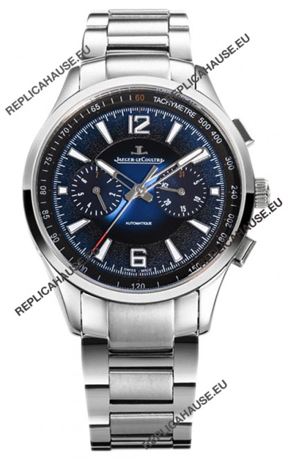 Jaeger LeCoultre Polaris Chronograph Stainless Steel Casing Blue Dial Swiss Replica Watch 