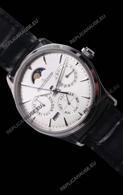 Jaeger LeCoultre Master Ultra Thin Perpetual Swiss Replica Watch in White Dial 