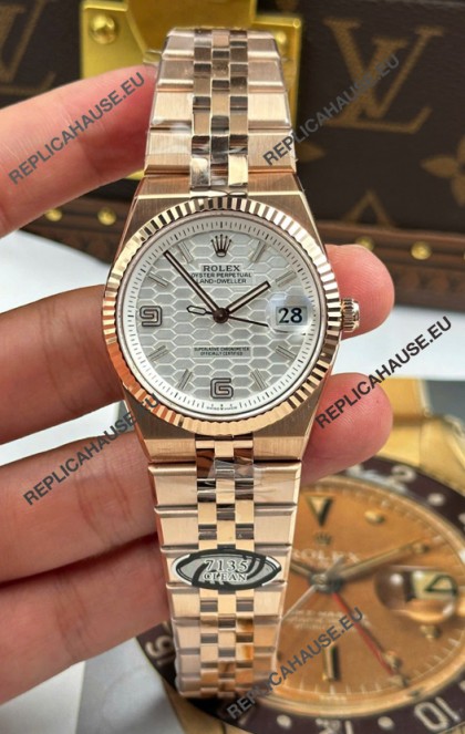 Rolex Land-Dweller 127235 Steel Honeycomb Rose Gold 36MM Swiss Replica Watch 