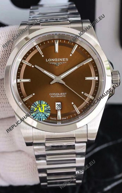 Longines Conquest Automatic Brown Dial Automatic Watch in Steel Casing