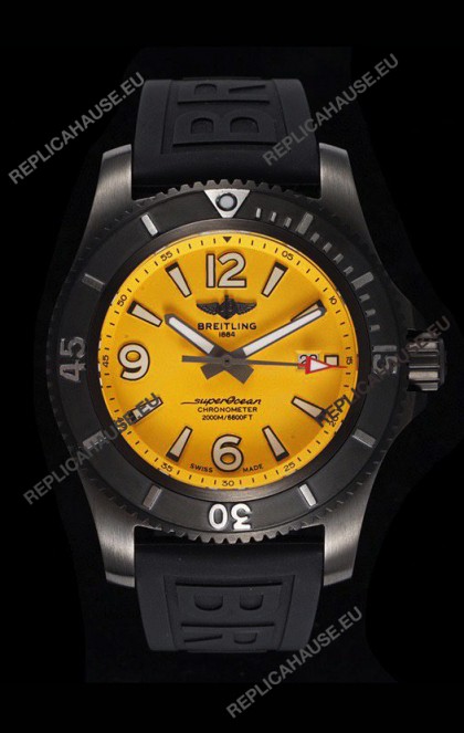 Breitling Superocean Automatic 46 Black Steel - Yellow Dial in DLC Coated Casing 