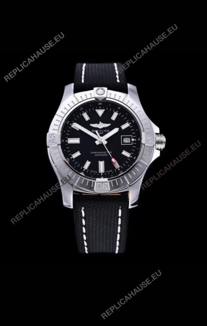 Breitling Avenger 43 Automatic Black Dial Leather 1:1 Mirror Swiss Replica Watch 