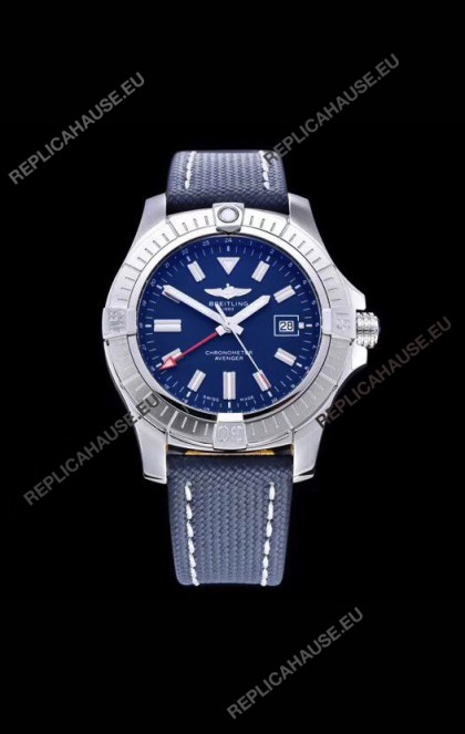 Breitling Avenger 43 Automatic Blue Dial Military Strap 1:1 Mirror Swiss Replica Watch 