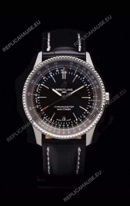 Breitling Navitimer 1 Automatic Swiss Replica Watch in Black Dial - Leather Strap