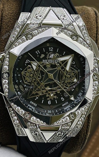 Hublot Big Bang UNICO Sang Bleu II Stainless Steel Diamonds 1:1 Mirror Quality Swiss Replica Watch 