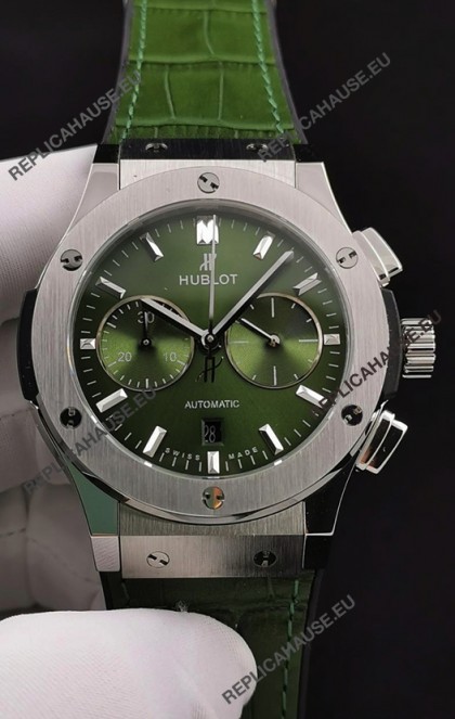 Hublot Classic Fusion Chronograph Stainless Steel Casing Green Dial 1:1 Mirror Replica Watch 