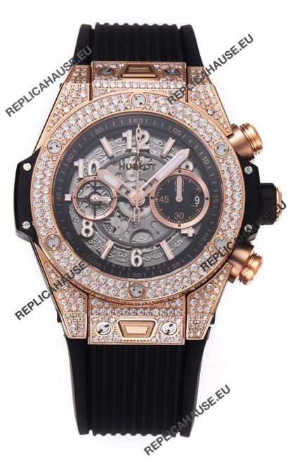 Hublot Big Bang Unico Rose Gold Diamonds Casing 1:1 Mirror Edition Swiss Replica Watch