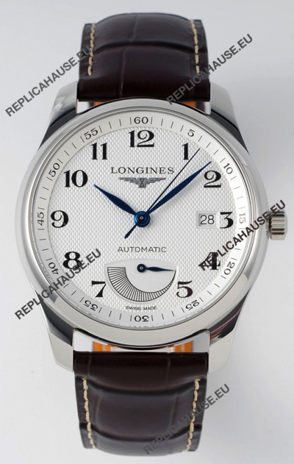 Longines Master Collection Automatic Power Reserve White Dial Swiss Replica Watch Leather Strap