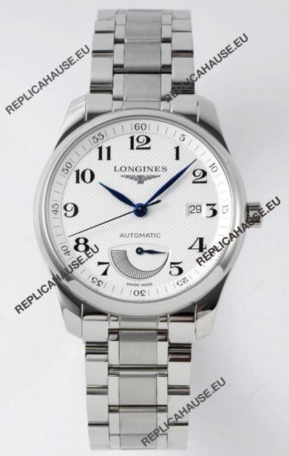 Longines Master Collection Automatic Power Reserve White Dial Swiss Replica Watch Steel Strap