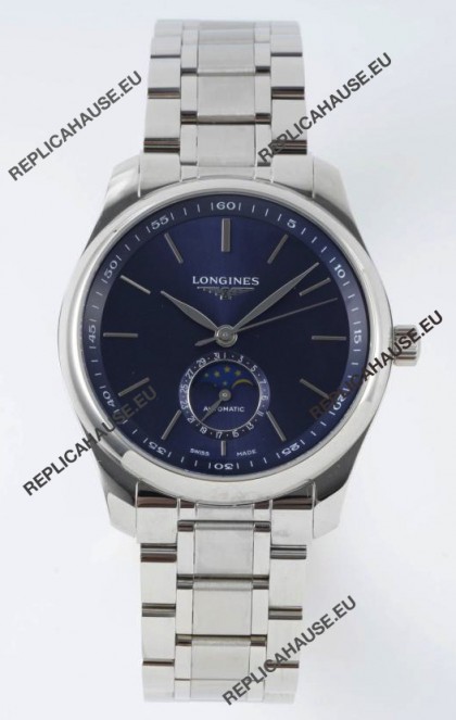 Longines Master Collection Automatic Moonphase Blue Dial Swiss Replica Watch Steel Strap