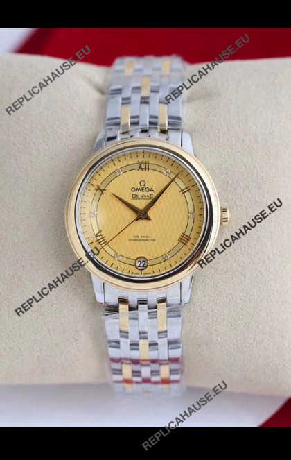 Omega De Ville Edition Swiss Automatic Watch in Two Tone Rose Yellow Gold - Gold Dial