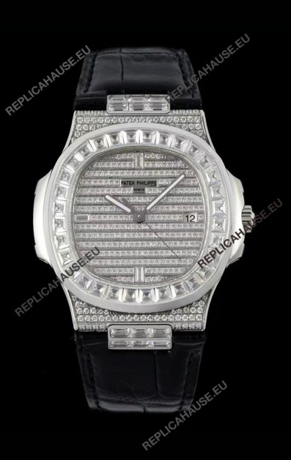 Patek Philippe Nautilus 5711/A Swiss Replica Watch 1:1 Mirror Replica in 904L Steel Diamonds Casing
