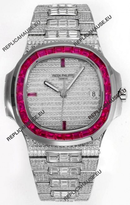 Patek Philippe Nautilus 5711/A Swiss Replica Watch 1:1 Mirror Replica in 904L Steel Diamonds Casing