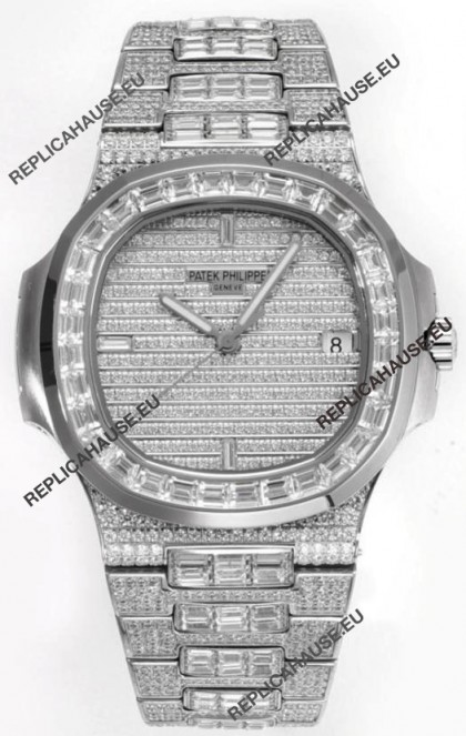 Patek Philippe Nautilus 5711/A Swiss Replica Watch 1:1 Mirror Replica in 904L Steel Diamonds Casing