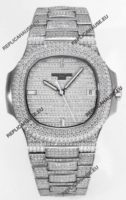Patek Philippe Nautilus 5711/A Swiss Replica Watch 1:1 Mirror Replica in 904L Steel Diamonds Casing