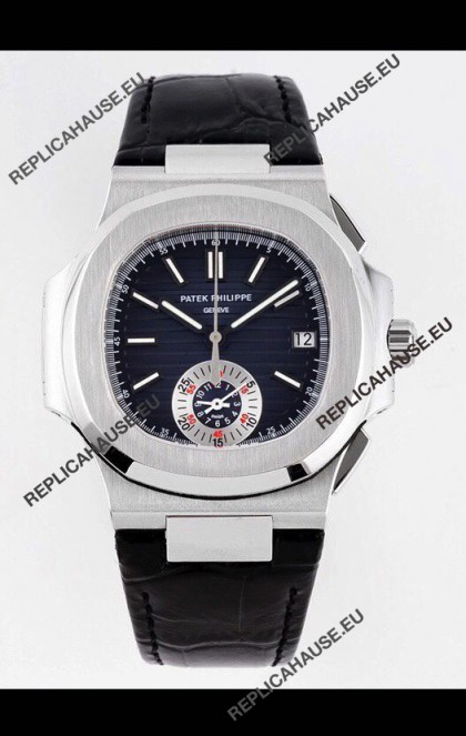 Patek Philippe Nautilus 5980/1A 904L Steel Case in Blue Dial Leather Strap - 1:1 Mirror Replica