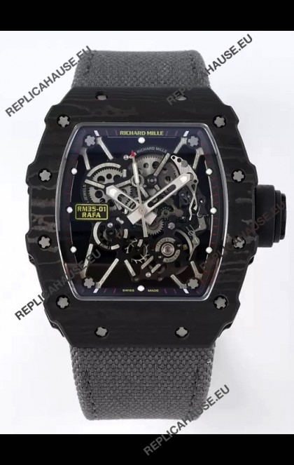 Richard Mille RM35-01 Rafael Nadal Carbon Fiber Casing with Genuine Tourbillon Super Clone Watch 