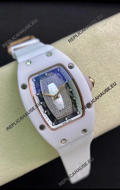 Richard Mille RM-07-01 Diamonds Dial White Ceramic Ladies 1:1 Swiss Replica Watch 