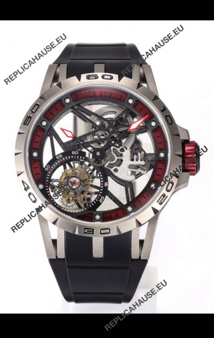 Roger Dubuis Excalibur Spider Flying Tourbillon Skeleton Titanium Casing 45MM 1:1 Mirror Swiss Watch