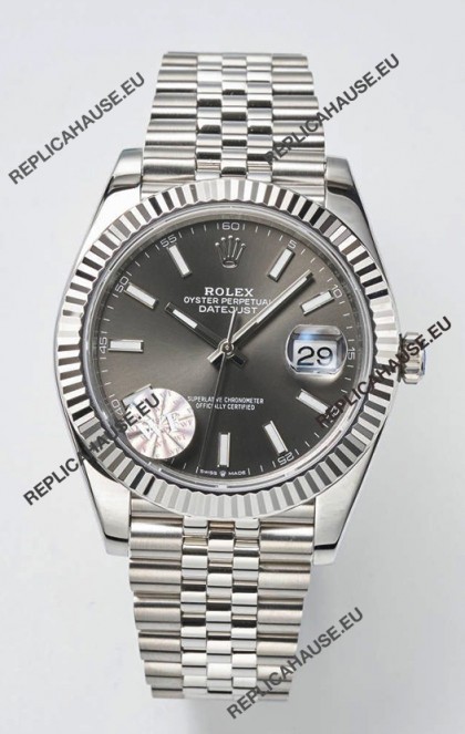 Rolex Datejust Cal.3235 Movement Swiss Watch 1:1 Mirror Replica 904L Steel 41MM - Grey Dial 