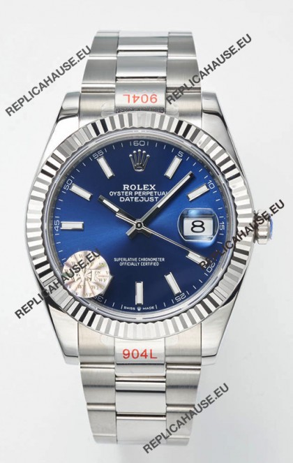 Rolex Datejust Cal.3235 Movement Swiss Watch 1:1 Mirror Replica 904L Steel 41MM - Blue Dial 