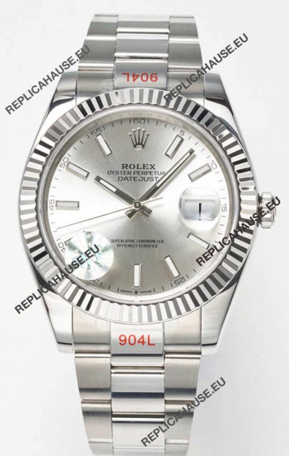 Rolex Datejust Cal.3235 Movement Swiss Watch 1:1 Mirror Replica 904L Steel 41MM - Steel Dial 