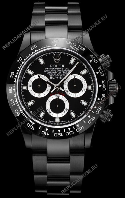 Rolex Daytona Blaken 1:1 Swiss Mirror Replica Black Dial Cal.4130 Movement (WITH BOX) 