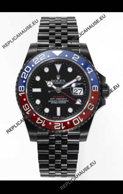 Rolex GMT Masters II REF.126710BLRO PEPSI BLAKEN Swiss Replica - 904L Steel in DLC Coating