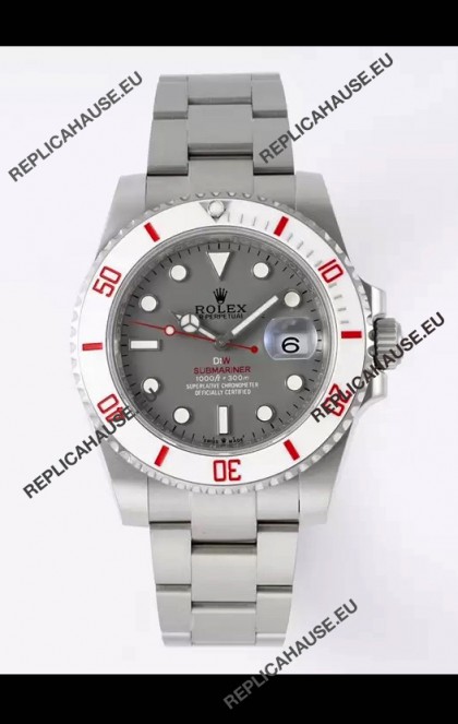 Rolex Submariner DiW Stainless Steel Casing White Ceramic Bezel Grey Dial Edition Watch 