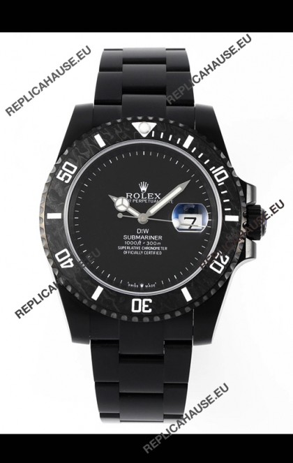 Rolex Submariner DiW DLC Coated Steel Casing Black Ceramic Bezel Edition Watch 