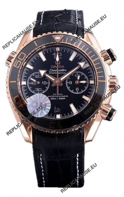 Omega Seamaster Planet Ocean 600M Sedna Gold Leather Strap 45.5MM 1:1 Mirror Replica Watch 