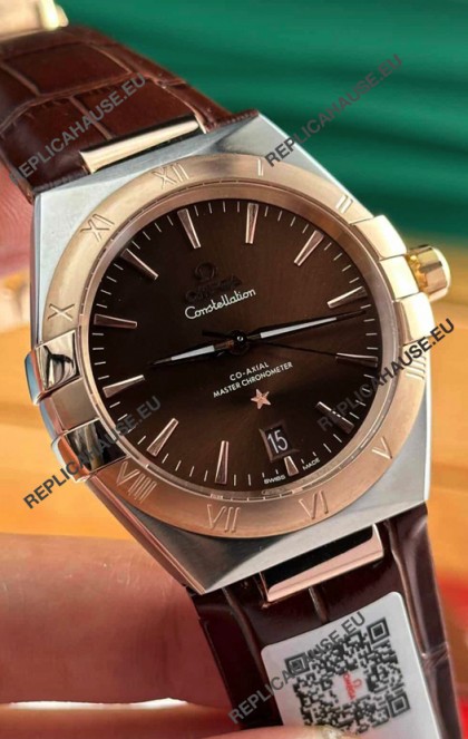 Omega Co-Axial Constellation 39MM Two Tone Rose Gold Brown Dial 1:1 Mirror Replica Watch