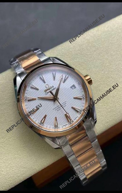 Omega Aqua Terra 150M White Dial 904L Two Tone Rose Gold Casing 1:1 Mirror Replica 41MM 