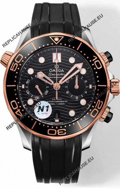 Omega Seamaster Co-Axial Master Chronograph Two Tone Black Dial 44MM 1:1 Mirror Replica