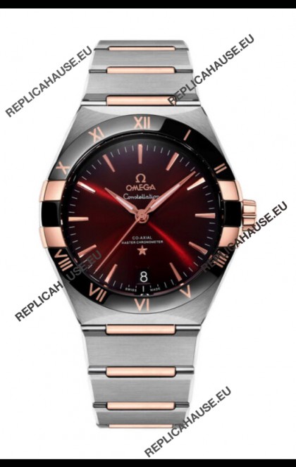 Omega Co-Axial Constellation Two Tone Black Burgundy Dial 1:1 Mirror Replica 41MM