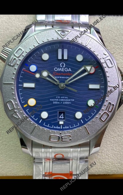Omega Seamaster 300M Co-Axial Master Chronometer Blue Dial Titanium Bezel - 1:1 Mirror Replica