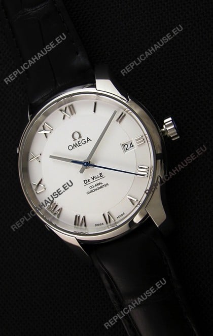 Omega De-Ville Annual Calendar Co-Axial Swiss Replica Watch 1:1 Mirror Edition in White Dial