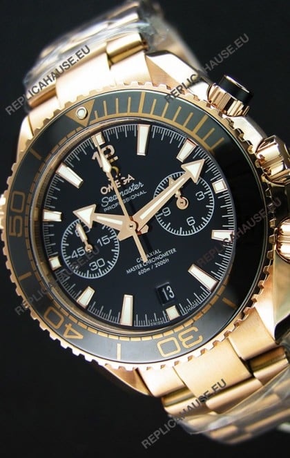 Omega Seamaster Planet Ocean 600M Chronograph 1:1 Mirror Replica Pink Gold Watch 