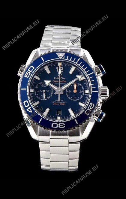 Omega Planet Ocean 600M Chronograph 904L Steel Blue Dial 1:1 Mirror Replica Watch 