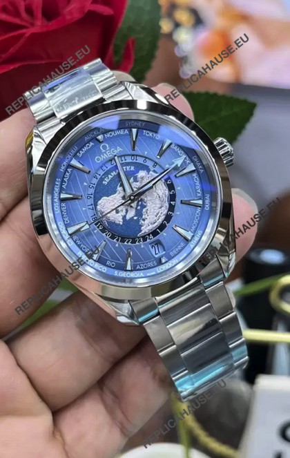 Omega Seamaster Aquaterra 150M Worldtimer Summer Blue 1:1 Mirror Replica Watch