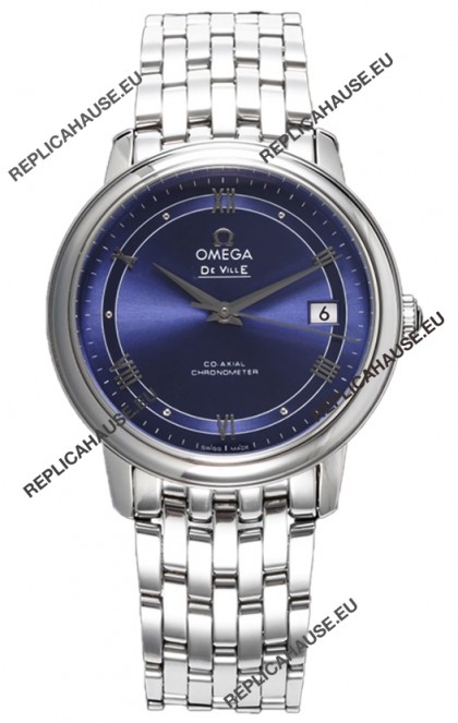Omega De Ville Co-Axial Chronometer 36.8MM Swiss Replica Watch in Light Blue Dial 