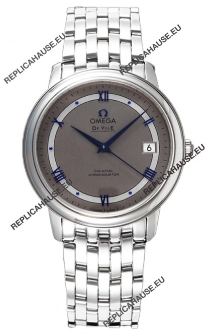 Omega De Ville Co-Axial Chronometer 36.8MM Swiss Replica Watch in Dark Grey Dial 
