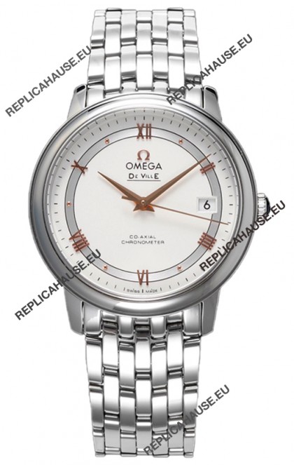 Omega De Ville Co-Axial Chronometer 36.8MM Swiss Replica Watch in White Dial