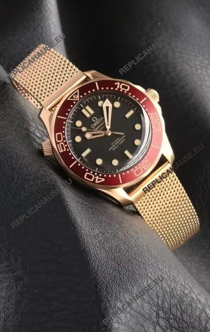 Omega Seamaster Super Clone 300M Diver Rose Gold Black Dial Edition Watch 
