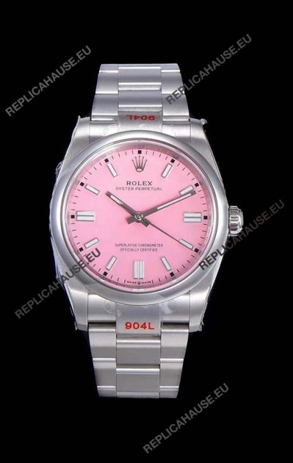 Rolex Oyster Perpetual REF#124300 41MM Cal.3230 Movement Swiss Replica Pink Dial 904L Steel 1:1 Mirror Replica Watch